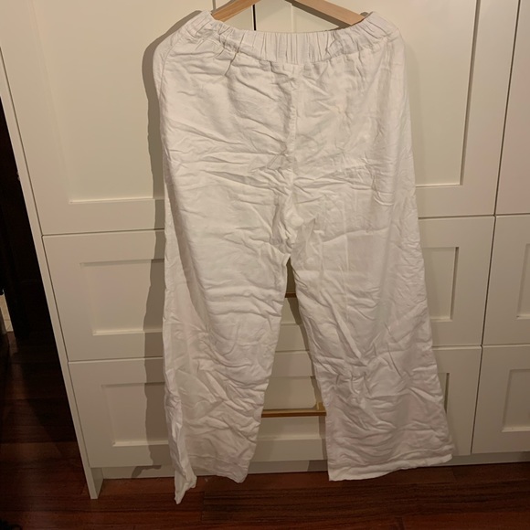 Double Layer Linen Cotton Blend Abercrombie Wide Leg Trouser - Picture 2 of 2